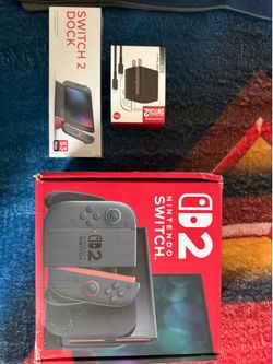 Nintendo Switch 2 Black Console With Extra Charger And Charging Station
