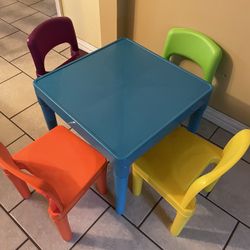 Kids Plastic Table and 4 Chairs Set