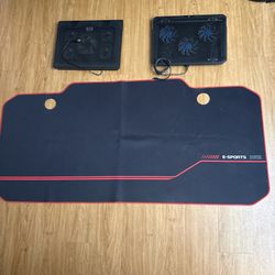 Gamer Desk Pad And 2 Laptop Cooling Fans 
