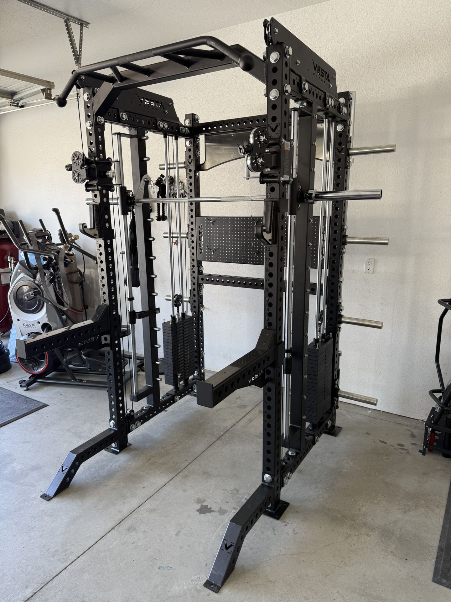 PRO SERIES Ultimate 3-1 Half Rack Functional Trainer w/Smith Machine Bar | 400lb Stack | Gym Equipment | Fitness | Commercial | Squat Rack