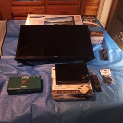 32" Samsung LED Tv W/remote Also Samsung BD-F5700 Smart Blu-Ray Player With Built-in Wireless Wi-Fi With Remote 