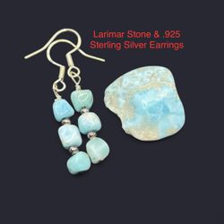 Larimar Genuine Stone set From Dominican Republic