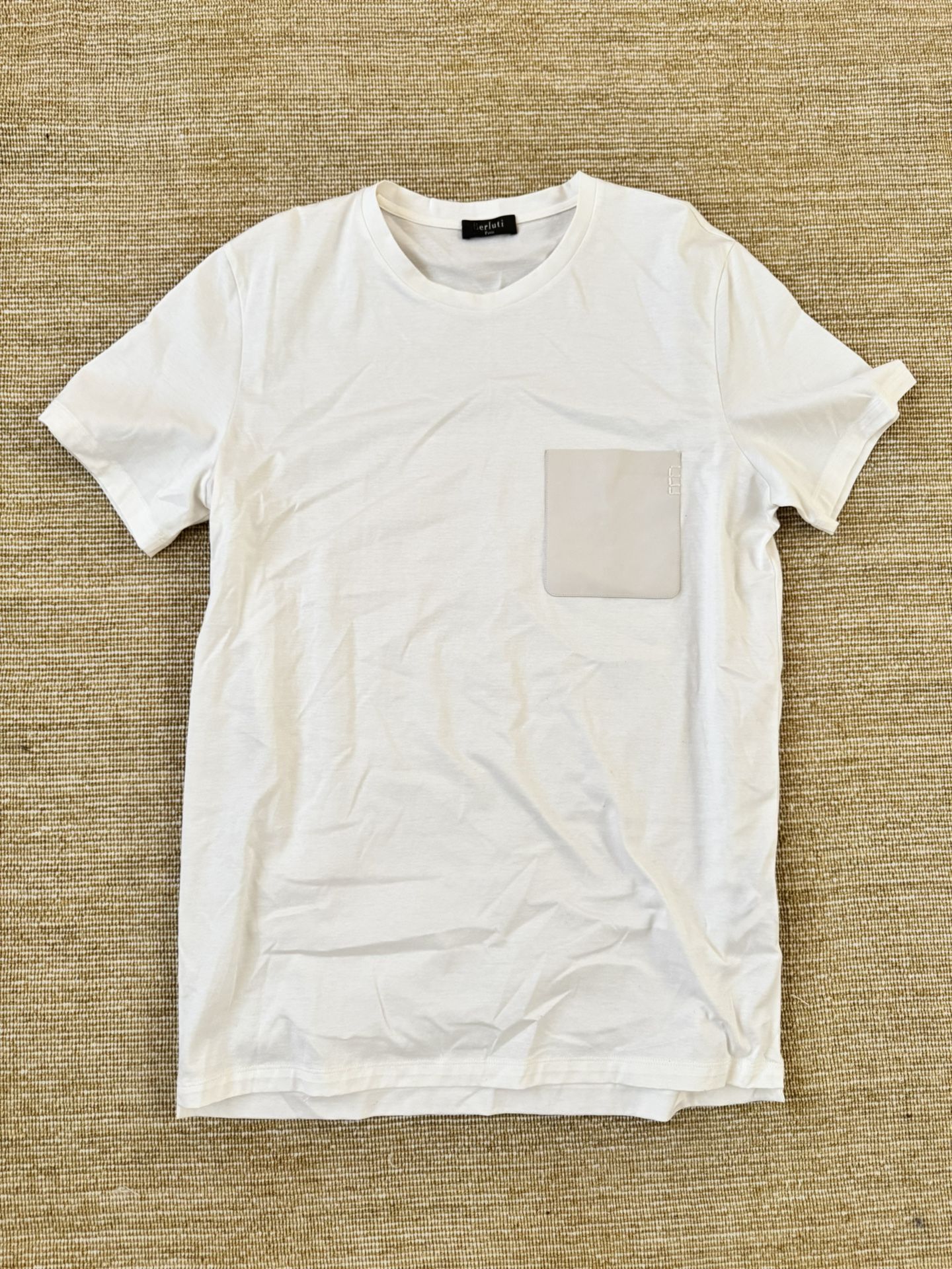 Berluti, Men’s White Shirt with Leather Pocket, L