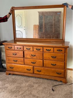 Maple dresser & mirror
