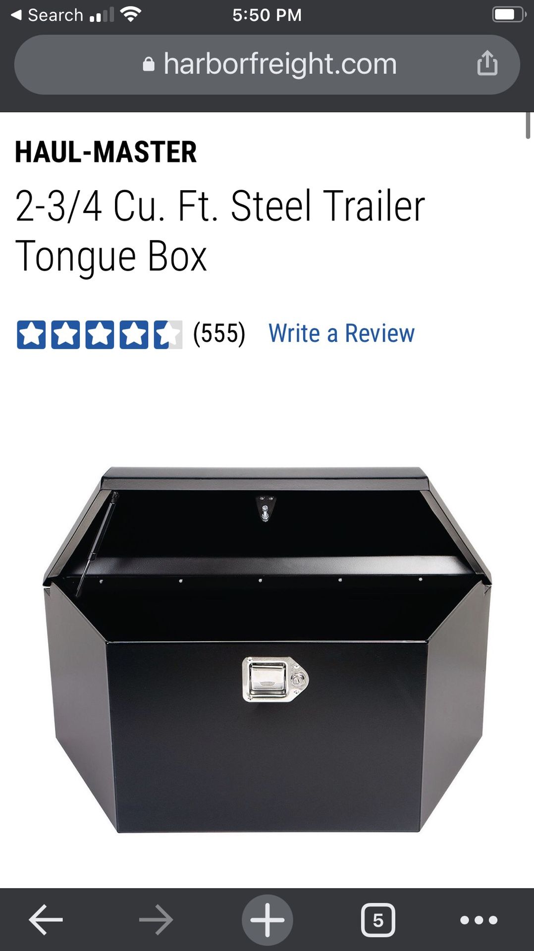 HAUL-MASTER 2-3/4 Cu. Ft. Steel Trailer Tongue Box