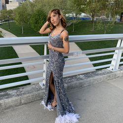 silver sequin for prom dress