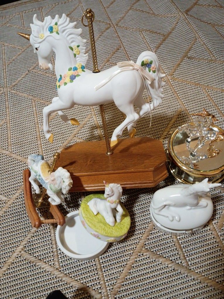 Vintage Unicorn Figurines Musical Wallace Berries Fantasy Collectibles Trinket Box Ceramic Trinket Box Ceramic Vase