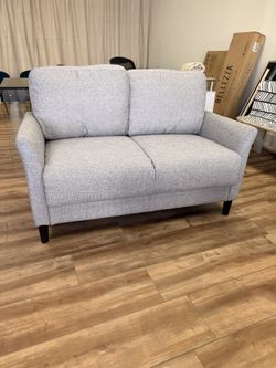 Soft Grey Upholstered Loveseat