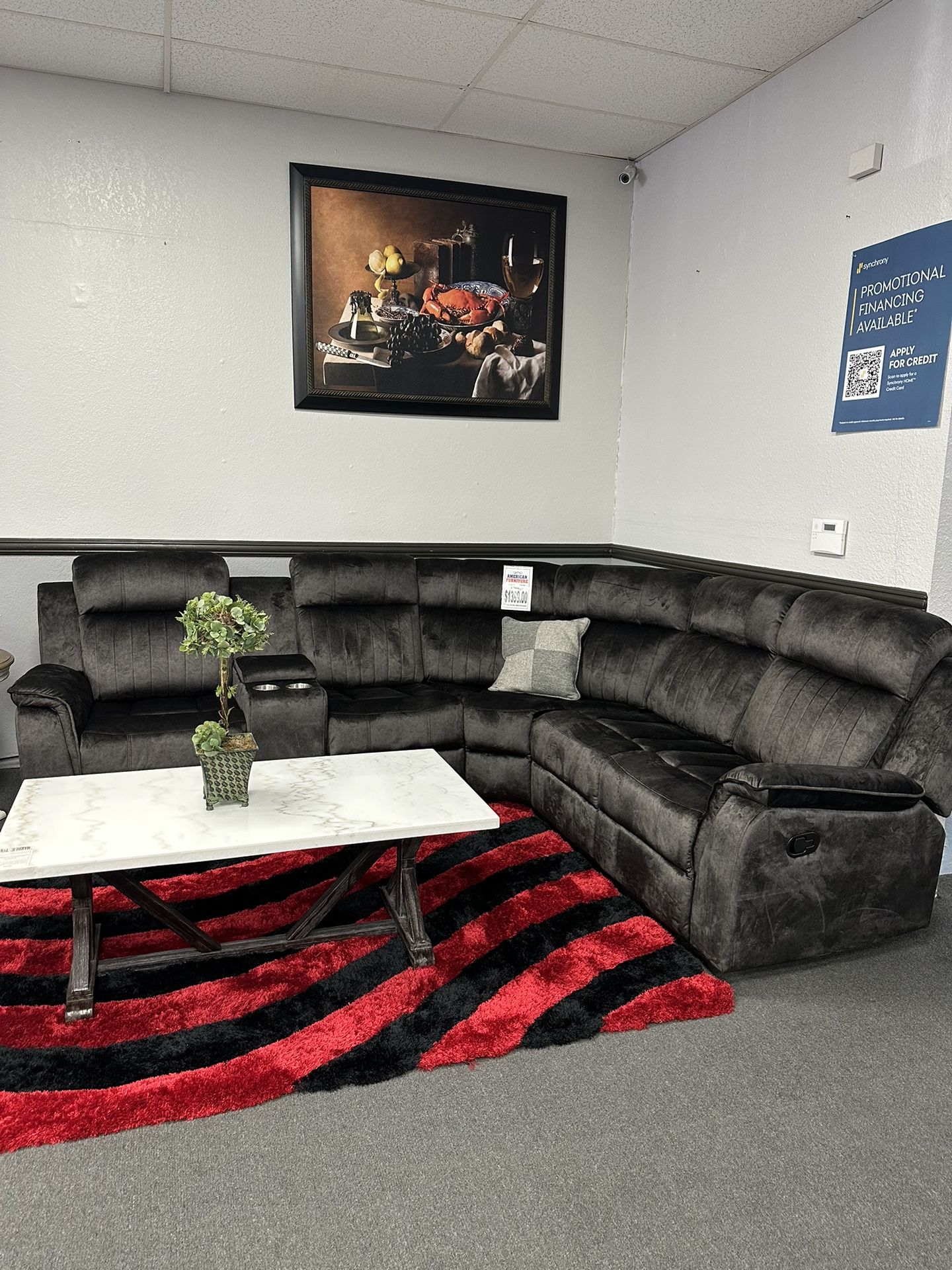 Gray Sofa Sectional 3x Recliners