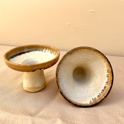 Vintage Stoneware Candleholders 