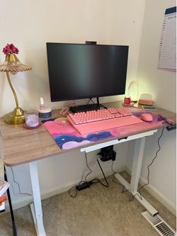 Everything must go! Computer, standing desk, mouse and keyboard.