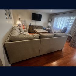 Beige Ashely Furniture Sectional Couch, Sofa