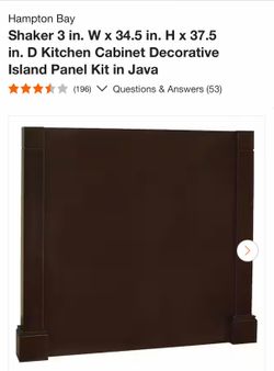 Hampton Bay Shaker Kitchen Cabinet Decorative Island Panel Kit in Java