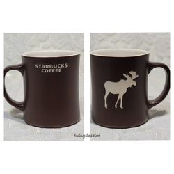 Starbucks Coffee Brown Moose Mug 2009 New Bone China White Wildlife Cup