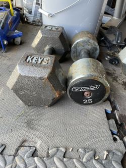 single 35lb & 25lb dumbbells