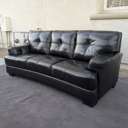 Chateau d'Ax Black Full-Grain Italian Leather Sofa - Delivery Available