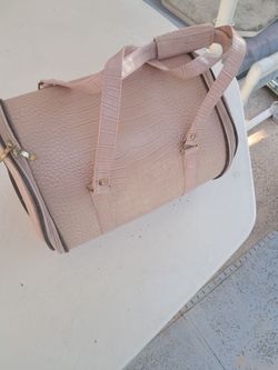 Pink Croc-Embossed Structured Pet Carrier