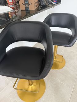 Two Black & Gold Bar Stools