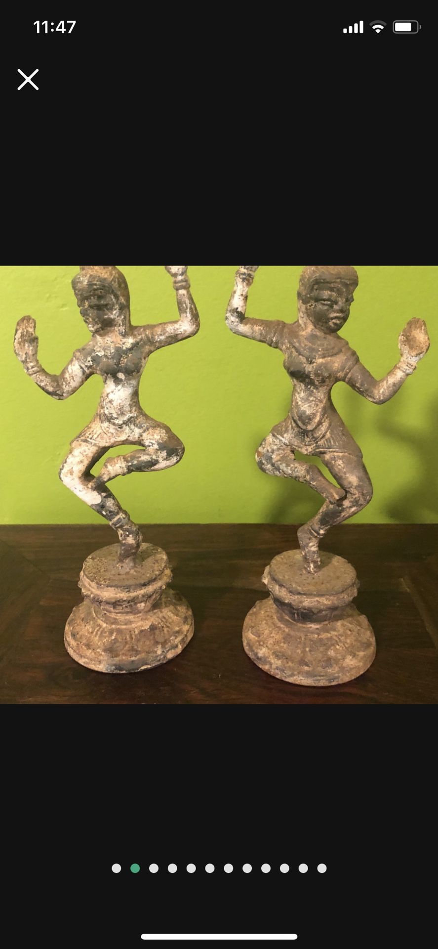 Vintage Bookends Buddha Thai Dancer Japan Heavy Temple Shiva Teppanom Statue Figurine