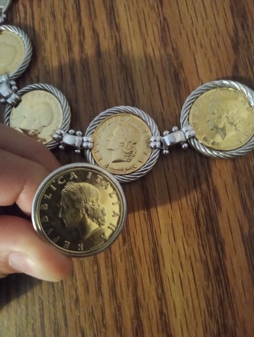 925 Sterling Silver Coin Ring And Coin Bracelet