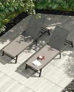 Set of 2 Chaise Loungers, Grey