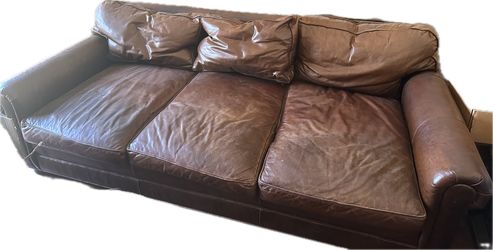 Restoration Hardware Deep Luxe Leather Couch Sofa