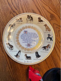 Aynsley The Dog Bone China Collector Plate Gold Trim 1978 Round Dogs