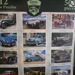 12 Separate Jigsaw Puzzle Classic Cars, 500 pieces each, Huge set!!! New!