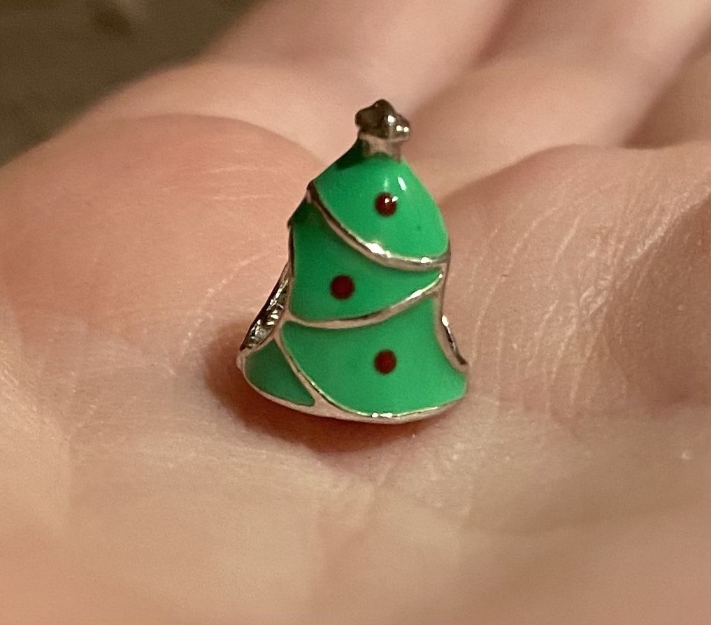 Adorable Green Enamel Tree Bead/Charm For Charm Bracelet