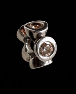 Authentic Pandora Retired Trinity Spacer Charm 790226BCZ ALE 925 Sterling Silver Champagne CZ Bead