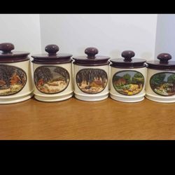Rare Large 5 Piece Vintage 5 PIECE HERSHEY MOLD  CANISTER SET 