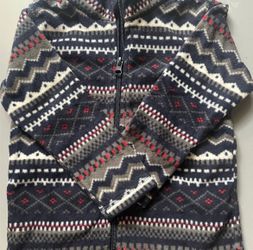 Toddler fleece sweater grey red blue zip up 3T