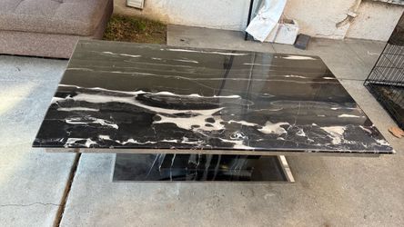 Real Marble Top coffee Table with Chrome Base