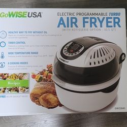NEW GoWISE USA 10.5-Quart 8-in-1 Electric Programmable Air Fryer Black SEALED