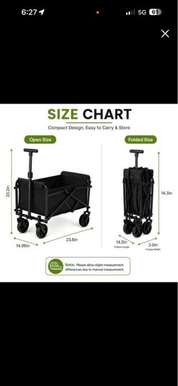 Black Folding Utility Wagon Cart