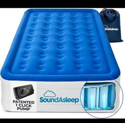 Raised Queen Air Mattress, Built-in Pump, Blue