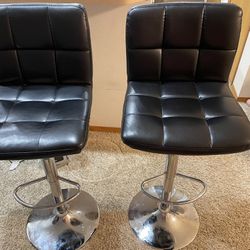 Bar Stools Chairs Black Leather 