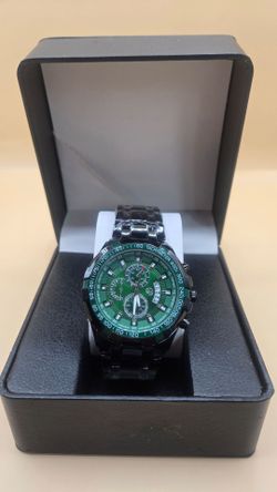 Brandnew 40mm Green face and black stainless steel, Men's watch