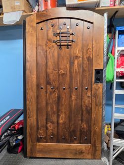 Solid Wood Door-Rustic Arched  with Iron Speakeasy