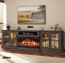 new in box, 97”TV stand with fireplace
