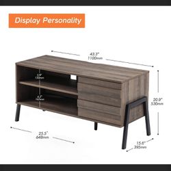 Mid-Century Modern TV Stand for 55 inch TV Entertainment Center Wood TV Console Media Cabinet with 4 Storages for Living Room Bedroom, 50 inch