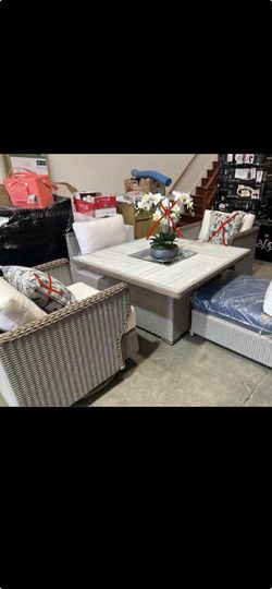Costco Patio Set With Purport Table Two Chairs Swivel