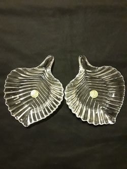 24% genuine lead crystal leaf candy dishes