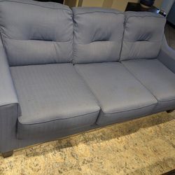 Blue Couch With Pull Out Queen Bed. 