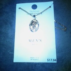 Virgin Mary Men's 14k Plated Necklace