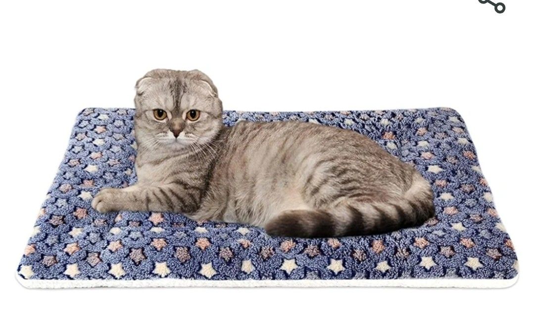 Mora Pets Cat Bed Dog Crate Pad Ultra Soft Pet Bed with Cute Star Print Washable Crate Mat for Small Dogs and Indoor Cats Reversible Fleece Kennel Pad