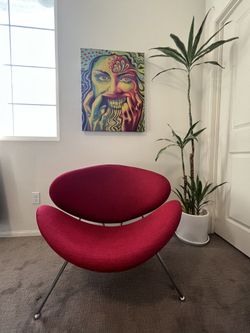  Mid Century Modern Red Lounge Chair