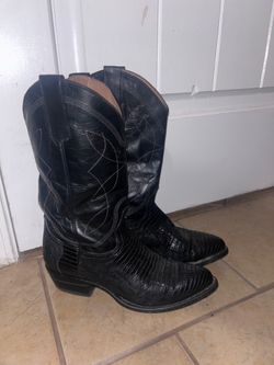 Men’s Alvies Black Cowboy Boots Size 9.5 – Western Leather Boot