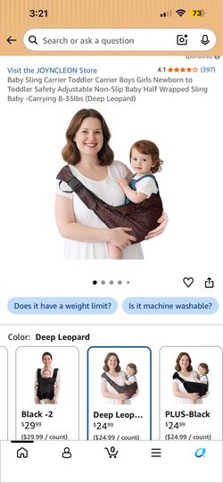 Cheetah print baby shoulder sling
