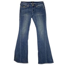 True Religion Joey Low Rise Flare Jeans Women 28 Blue Washed Denim Y2K